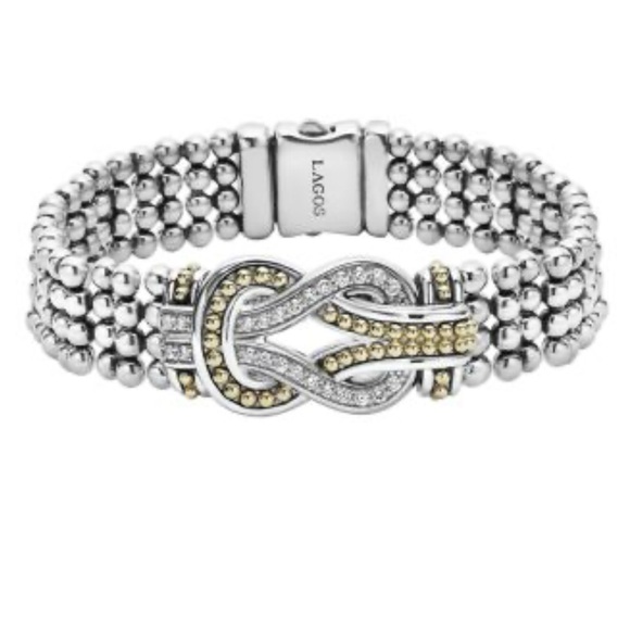 Sterling Silver and 18K Gold Newport Diamond Caviar Bracelet - Picture 5 of 5